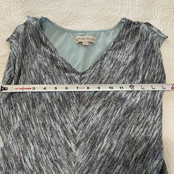 Knox Rose Blue Gray Striped Ruched Tunic Top XS - Picture 9 of 9